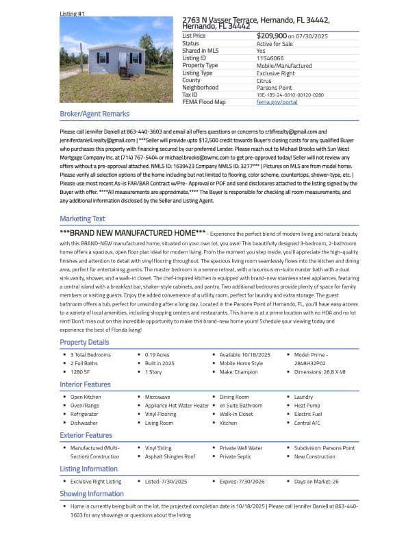 2763 n vasser terrace, hernando, fl 34442, (for sale) $200,163  home features