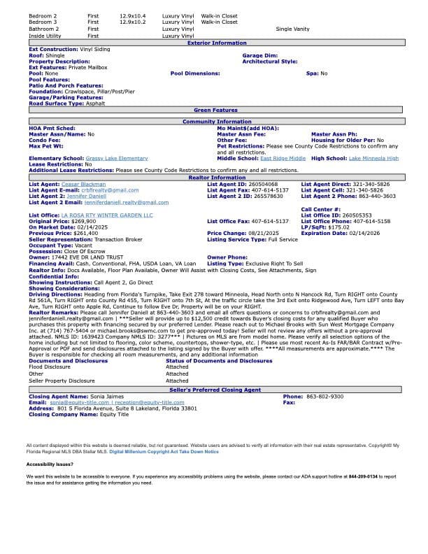 17442 eve drive, montverde, florida 34756 (for sale) $228,995  home features