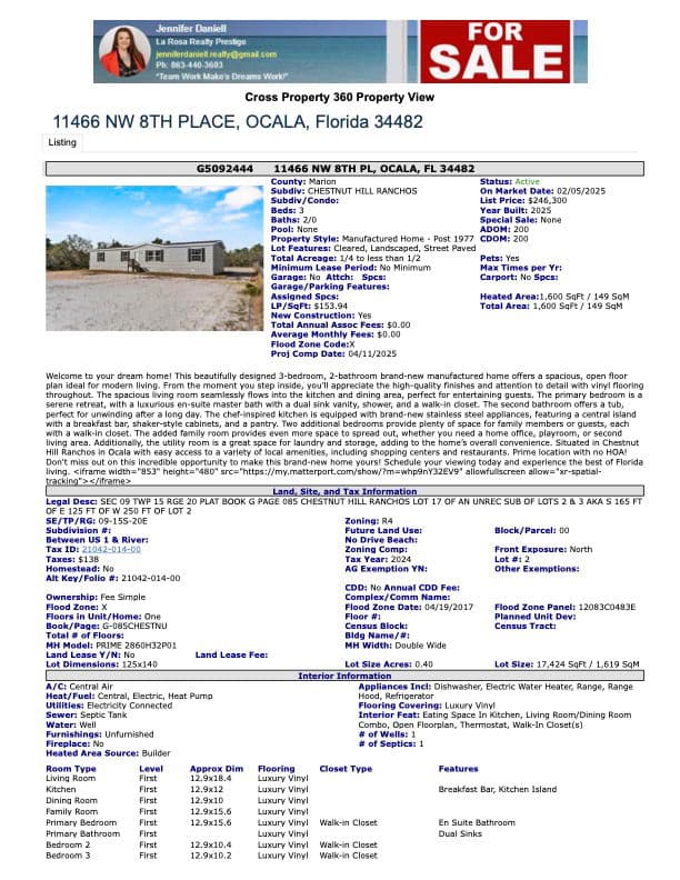 11466 nw 8th place, ocala, florida 34482 (pending) $199,681  home features