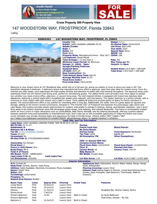 147 woodstork way, frostproof, florida 33843(sold  home features