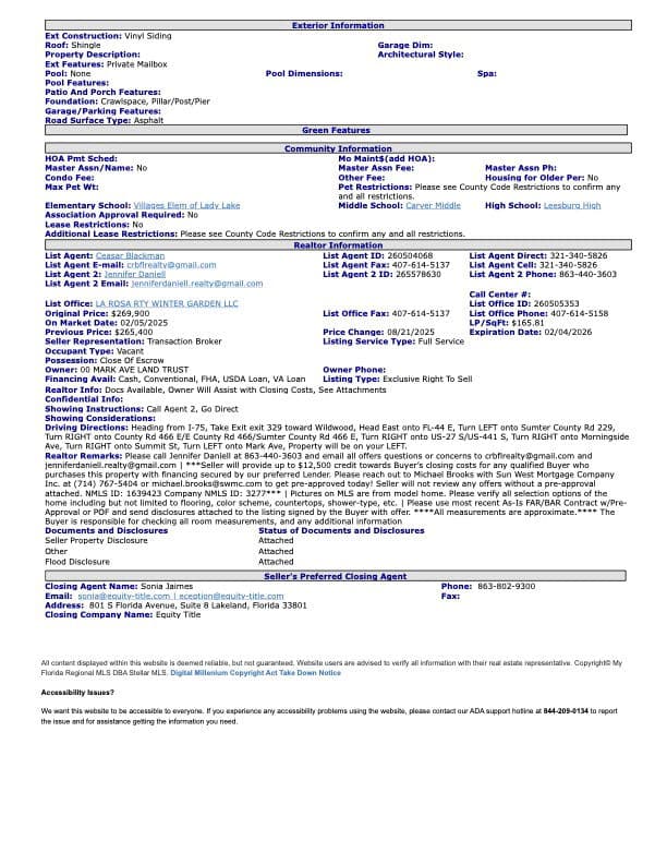 114 mark avenue, lady lake, florida 32159 (sold) 265,300  home features