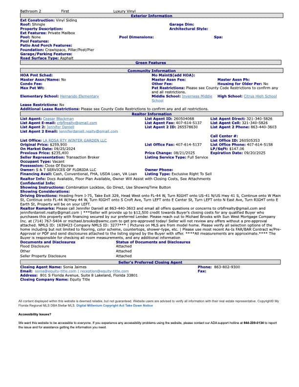 2550 e earth street, inverness, florida 34453 (sold)   home features